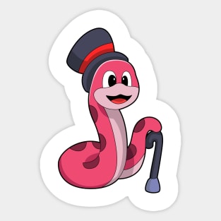 Snake as Gentleman with Hat & Walking stick Sticker